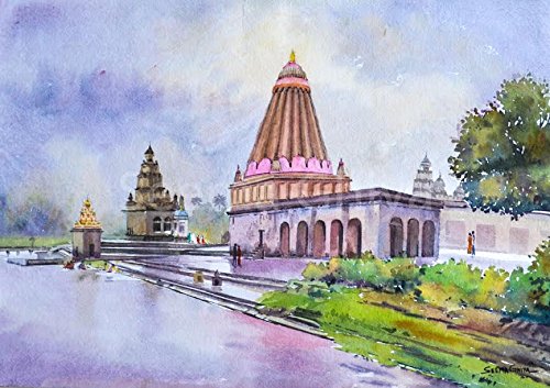 500x353 Ganpati Temple (Watercolor Painting By Seema Ghiya) Seema Ghiya