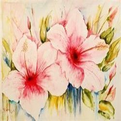 250x250 Hibiscus Watercolor Painting