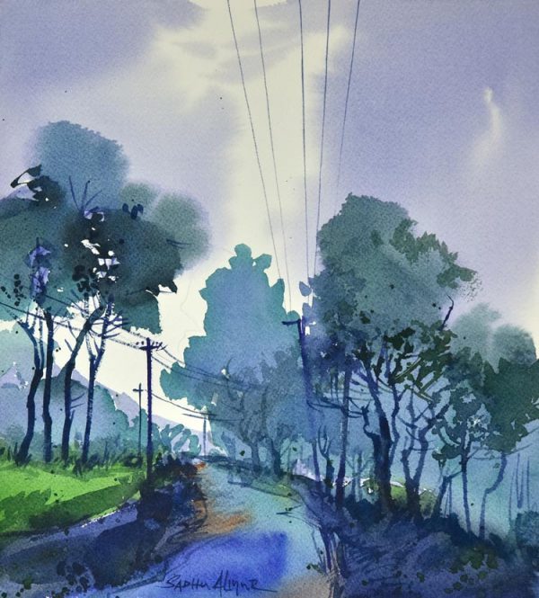 600x665 The Village Road 1 Watercolor Painting Color In Studio