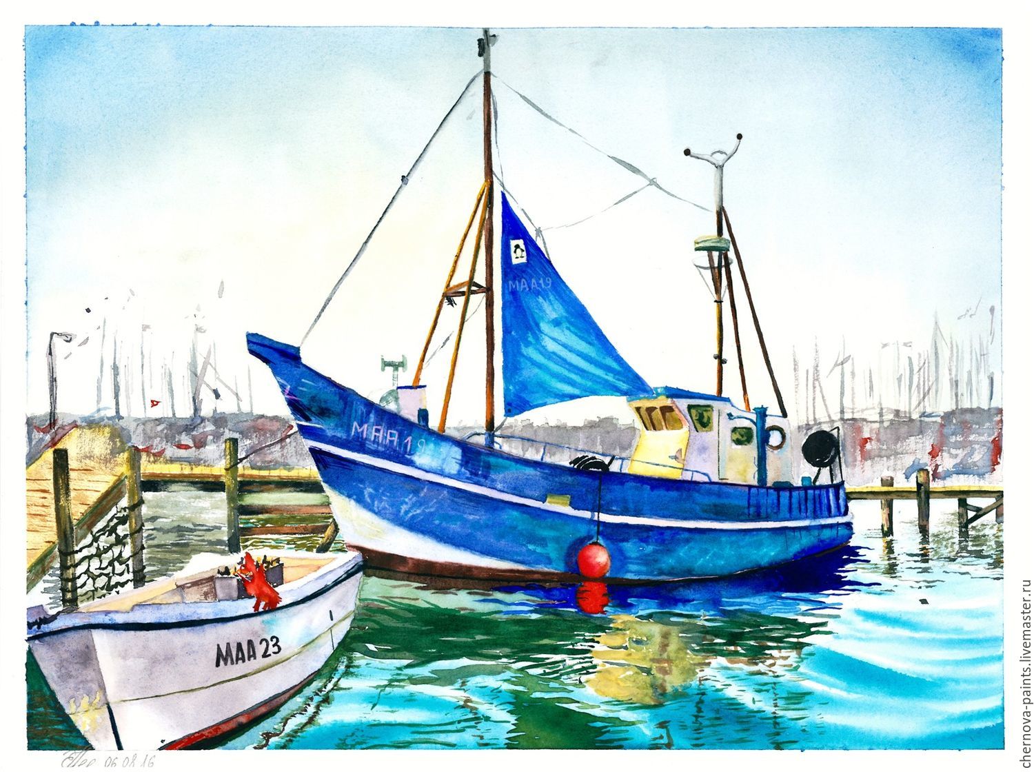 1500x1120 Watercolor Painting Maasholm, Germany 30x40cm Shop Online On