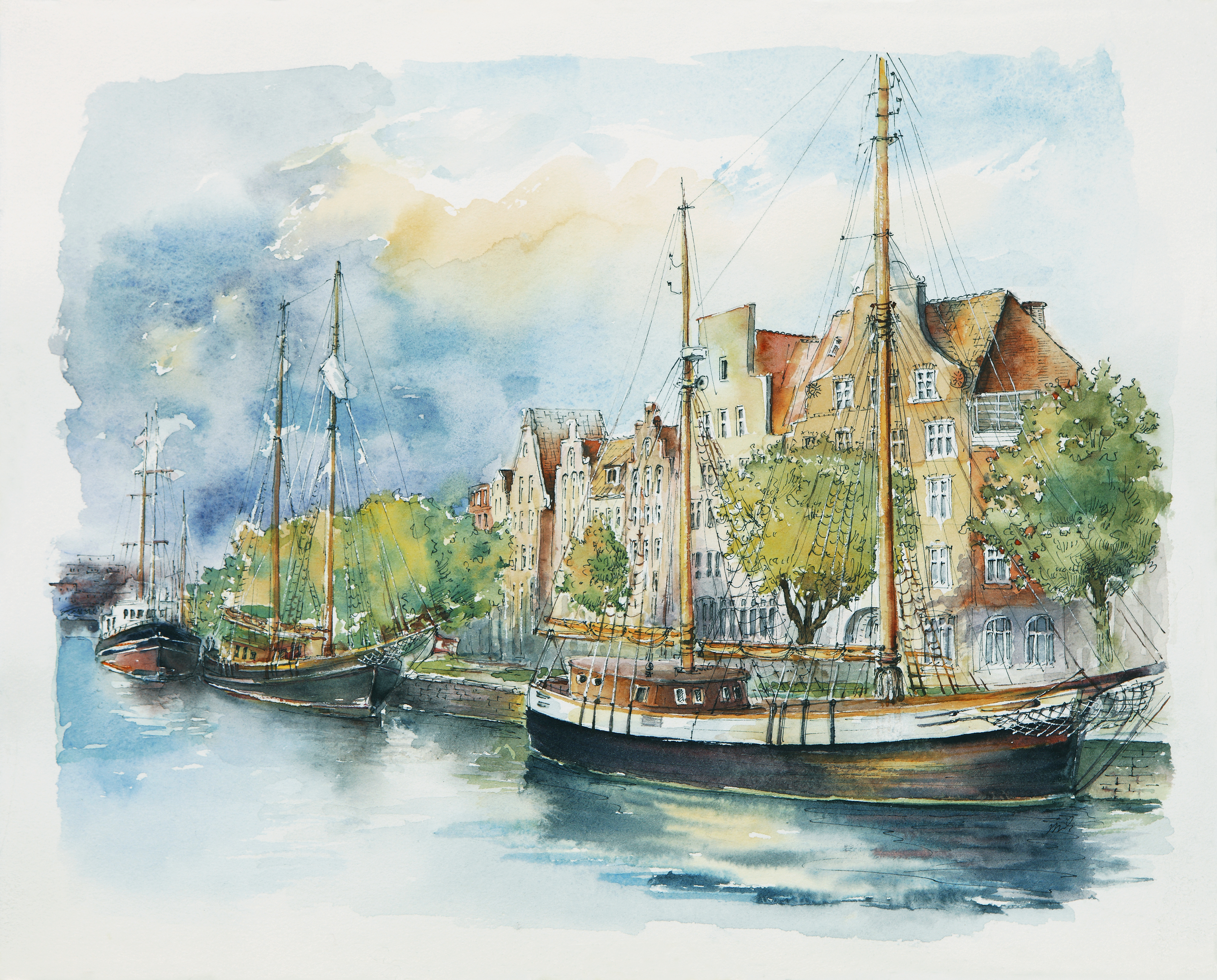 3720x2996 Filehansestadt Lubeck Tatiana Yagunova Watercolor Painting 2014