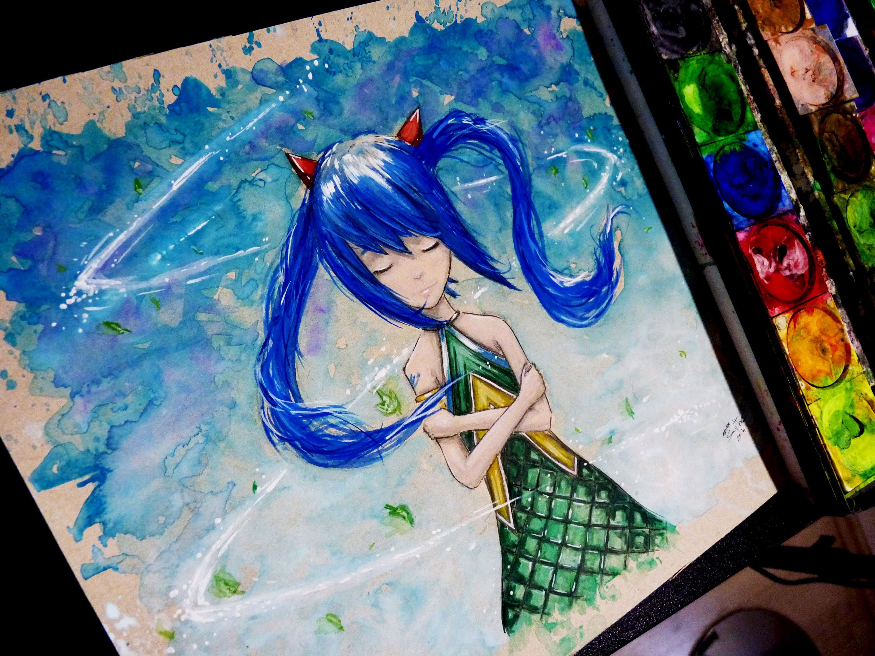 3000x2250 Fairy Tail Wendy Watercolor Time Lapse Painting
