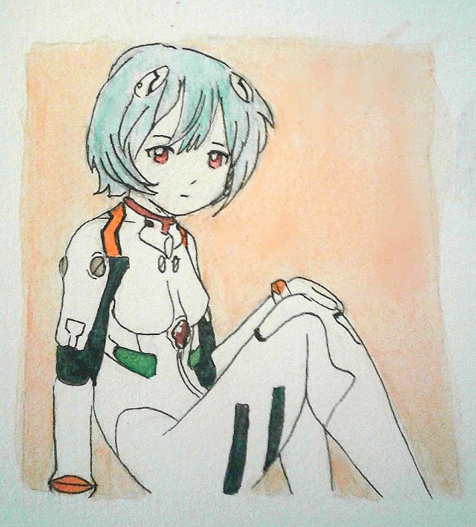 955x1057 Oc][Fanart] I Did A Watercolor Painting Of Rei Ayanami Anime