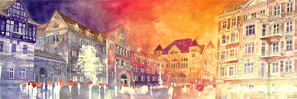 1000x334 Colorful New Architectural Watercolors By Maja Wronska Colossal