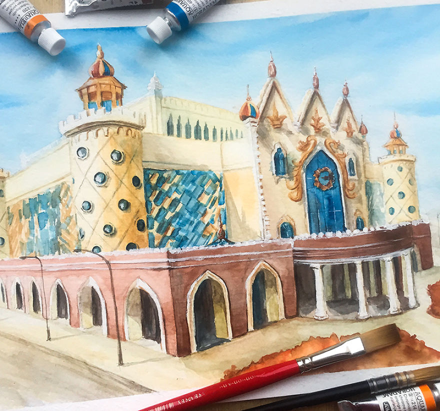 880x822 I Paint Architectural Landscapes Of Russian Cities Using