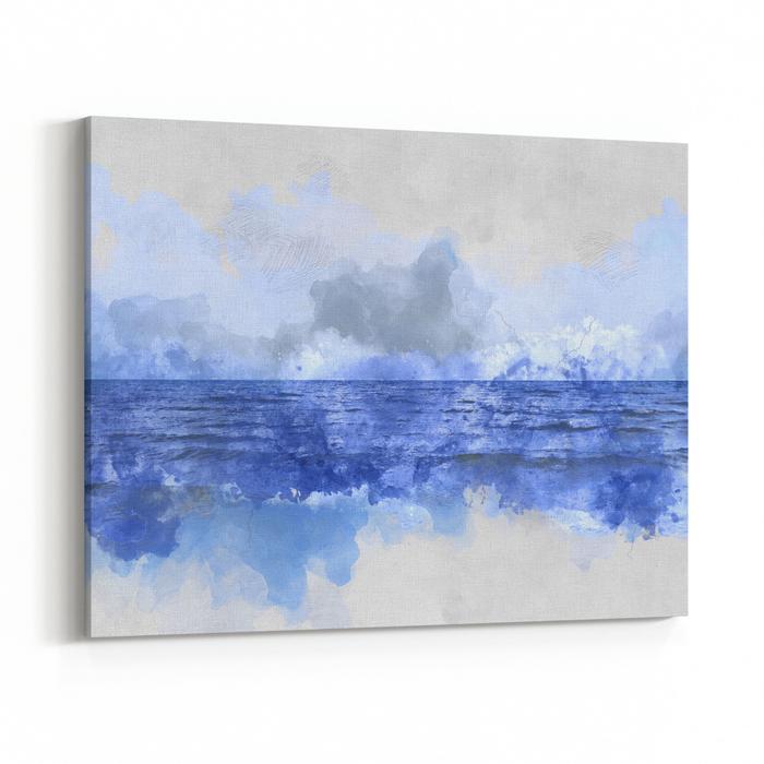 700x700 Beautiful Water Sea Soft Waves On Watercolor Painting Background