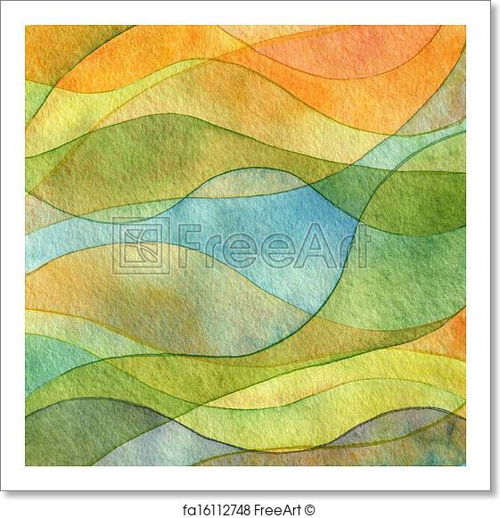 561x581 Free Art Print Of Abstract Wave Watercolor Painted Background