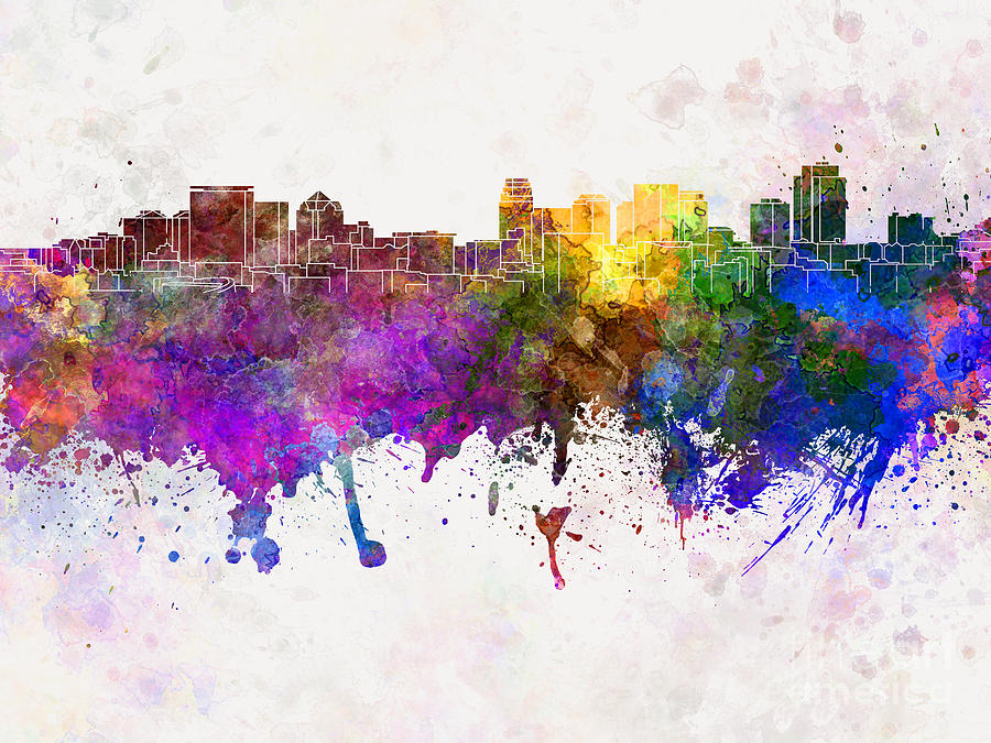 900x675 Salt Lake City Skyline In Watercolor Background Painting By Pablo