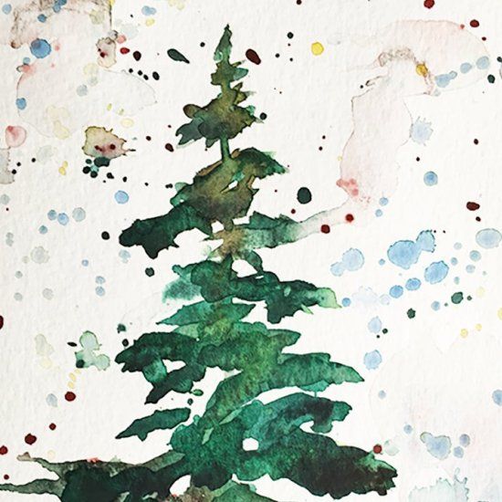 550x550 12 Days Of Christmas Cards, Tree Watercolor In 2018