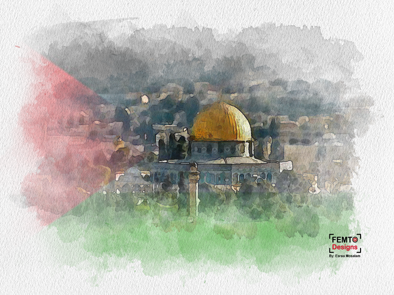 800x600 Palestine Watercolor Painting Effect By Esraa Mosalam