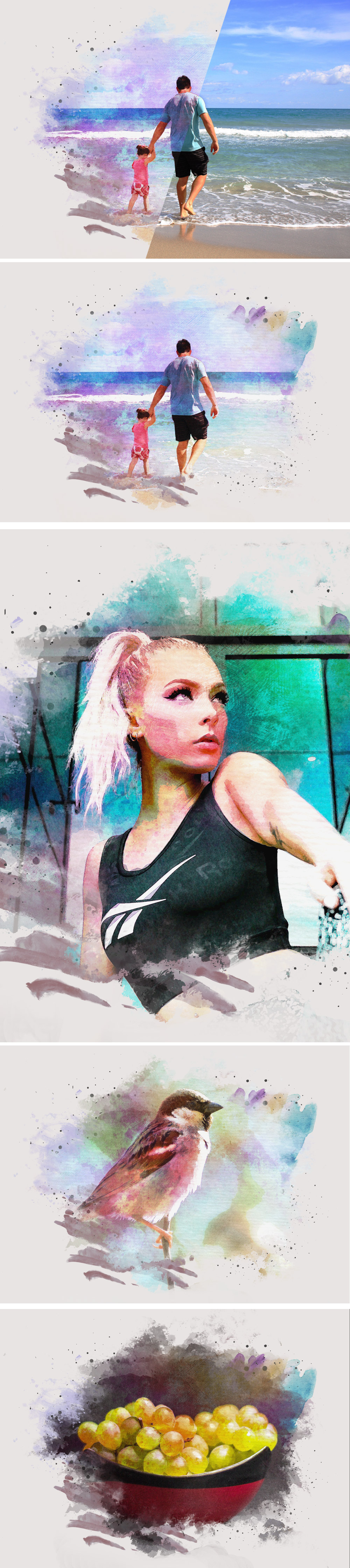 1000x4480 Realistic Watercolor Painting Effect Psd