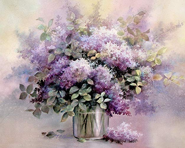 626x500 Lilacs Flowers Art Print Of Watercolor Painting