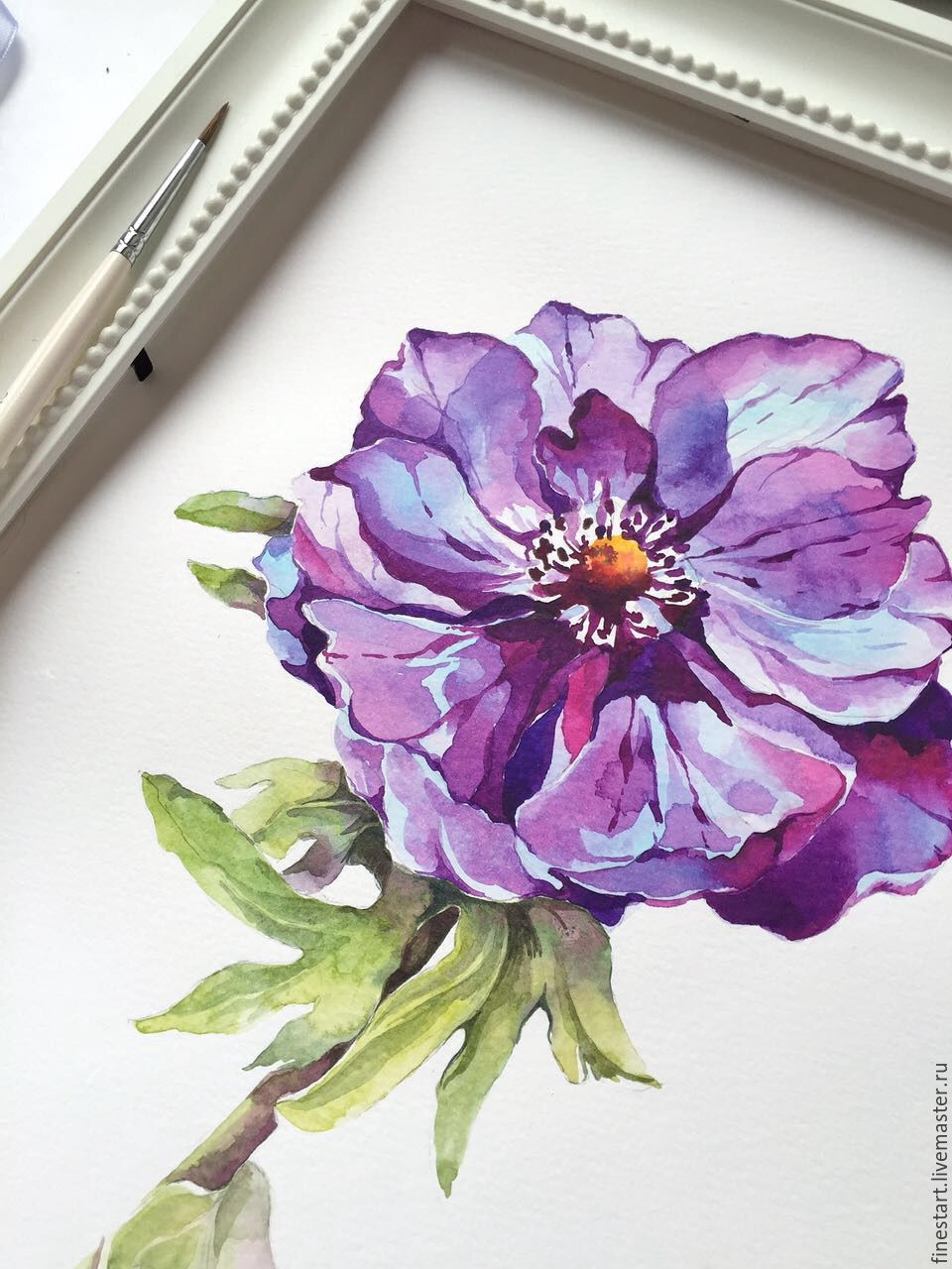 960x1280 Pattern Watercolor Anemone Artist Kristina Gavrilova Shop Online