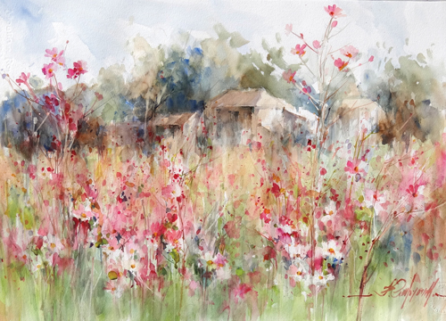 500x360 How To Paint A Flower Field Part 1