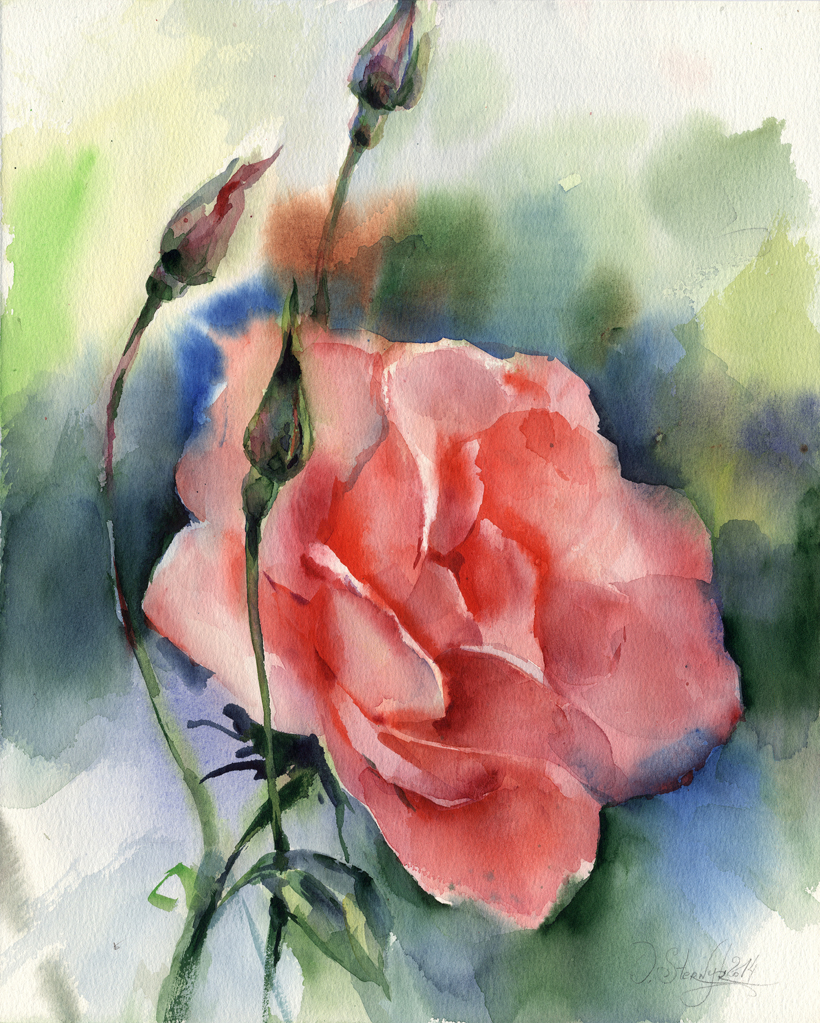 1602x2000 Rose Watercolor Painting