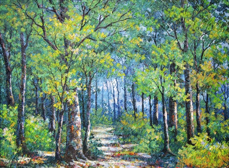800x589 Oil Painting Picture On Canvas Of A Walkway In Forest Drawing