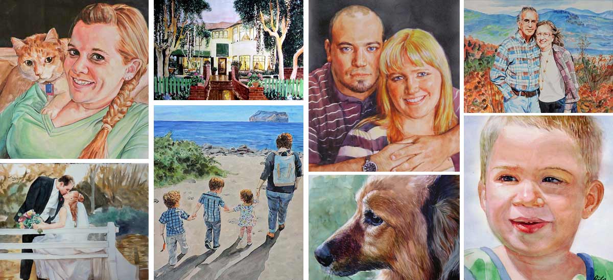 1200x548 Watercolor Portraits Watercolor Paintings Custom Watercolor