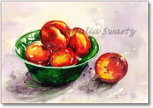 520x367 Still Life Watercolor Painting Of Nectarines