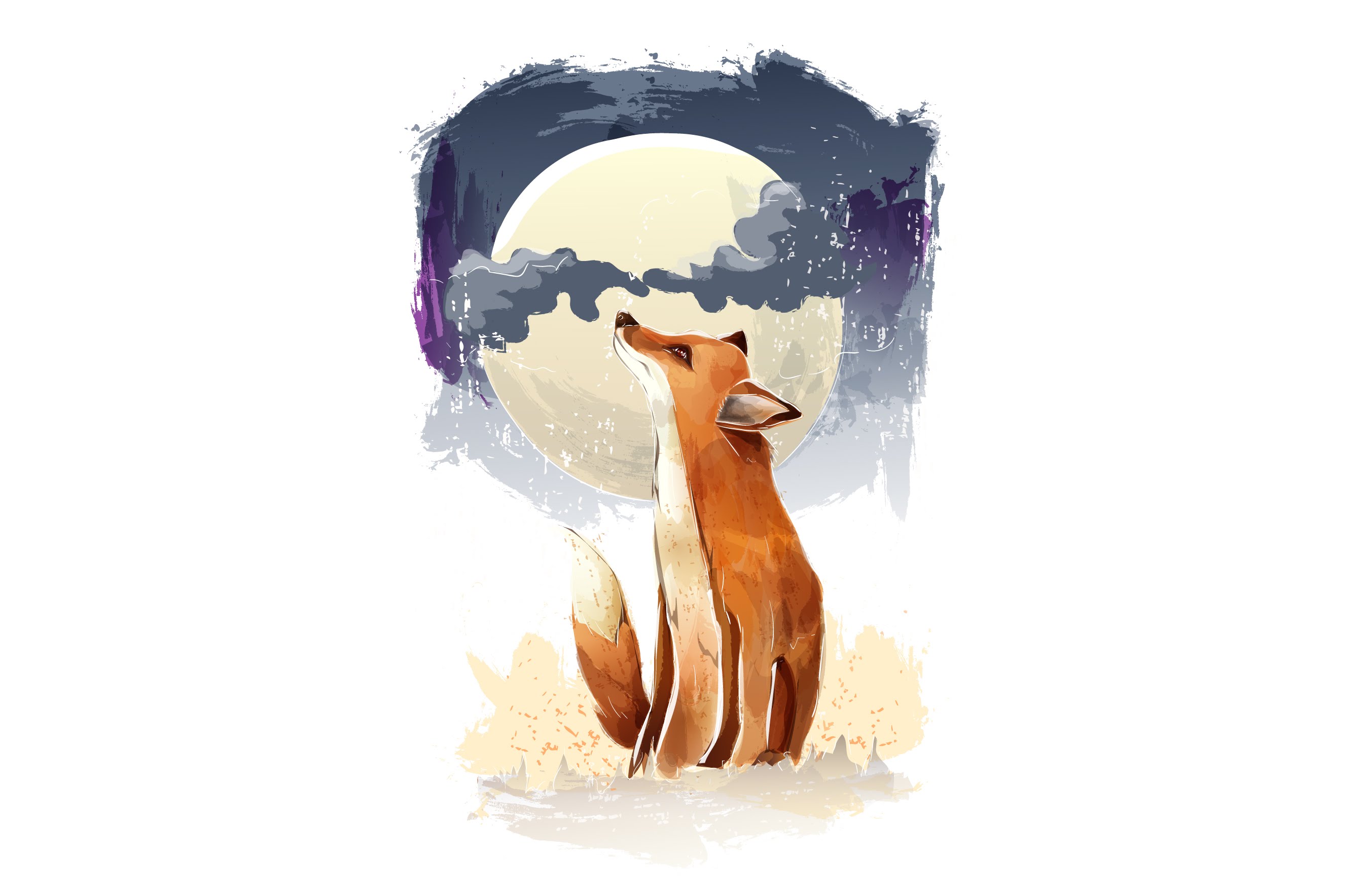 2692x1768 Time Lapse Adobe Illustrator The Fox An The Moon Vector Painting