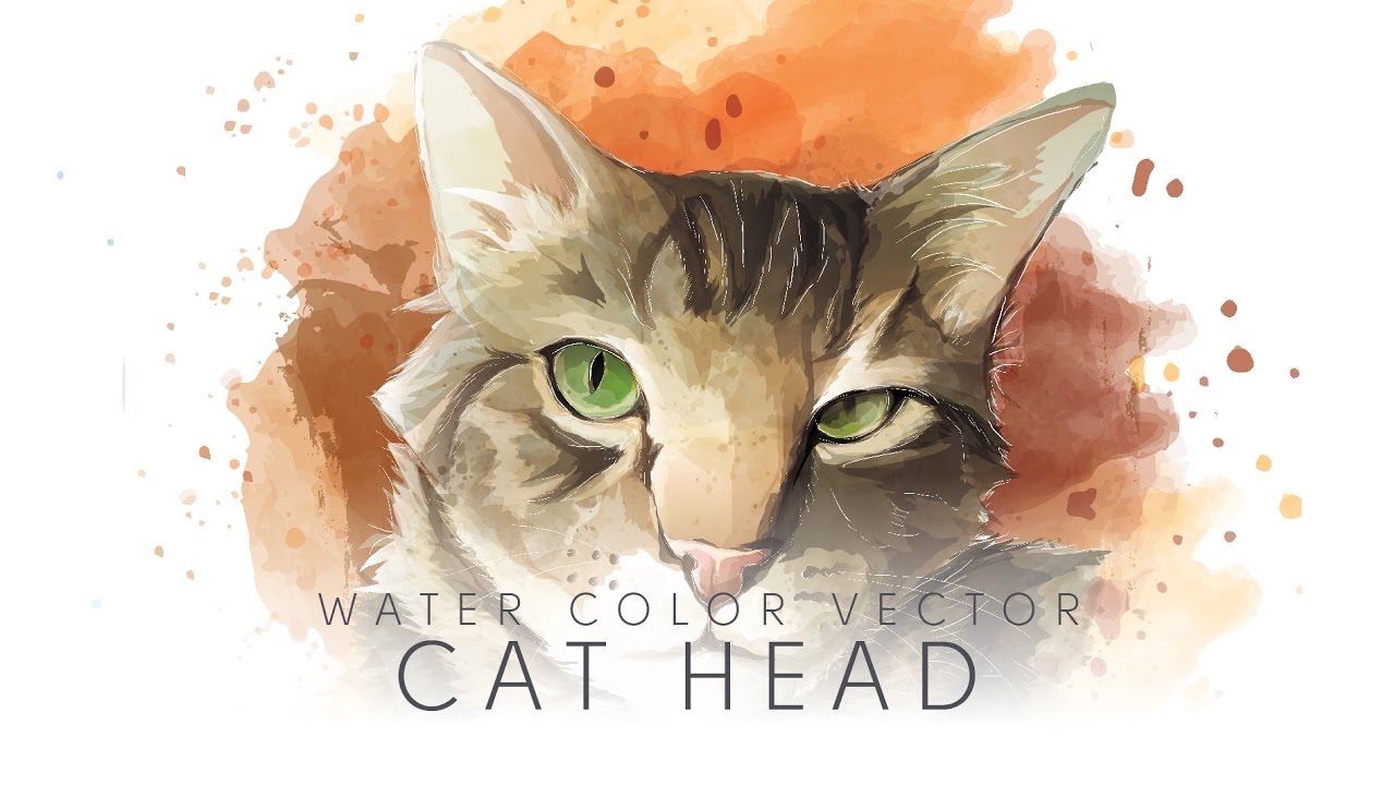 1280x720 Time Lapse Adobe Illustrator Cat Watercolor Painting