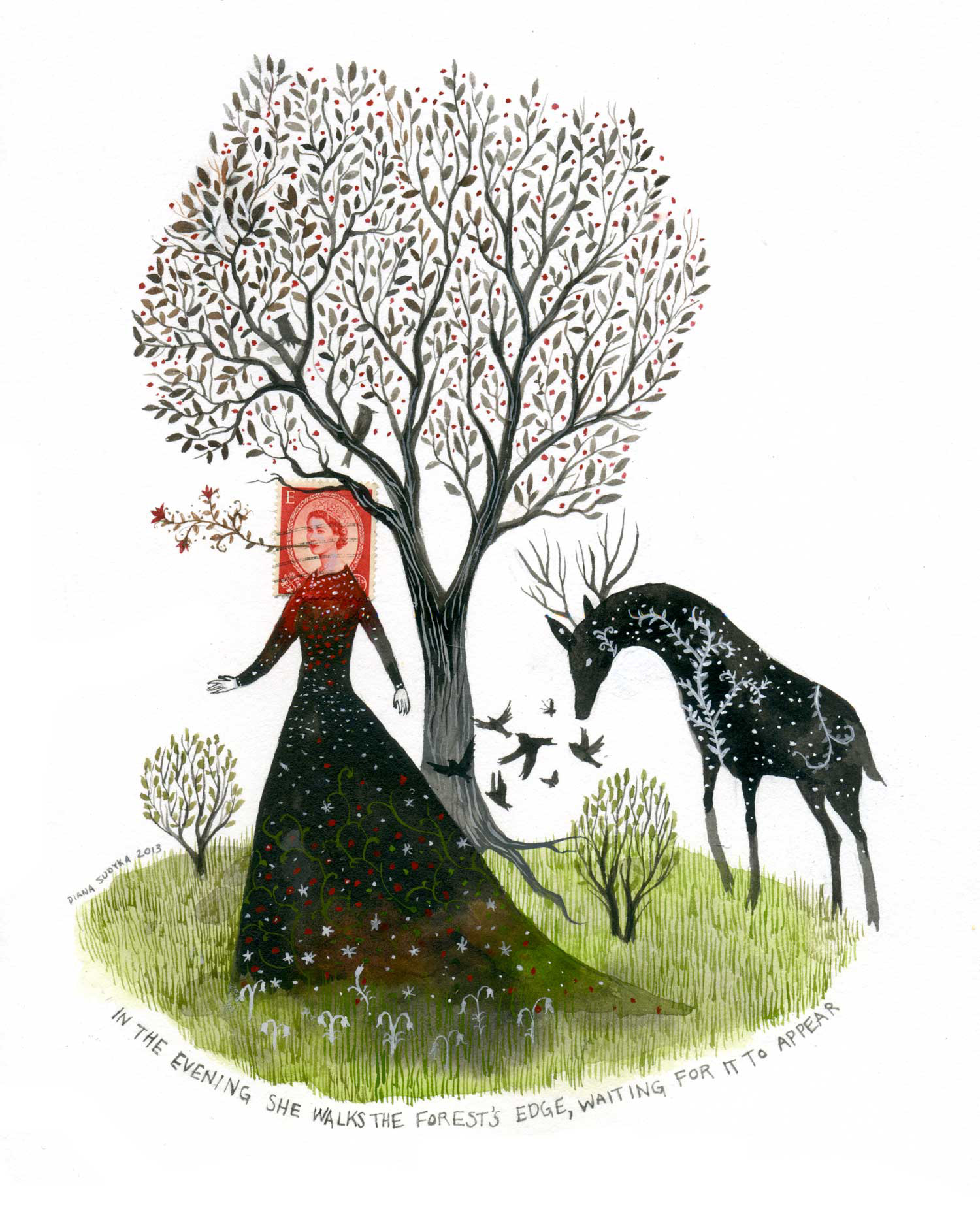 1500x1863 Vintage Postage Stamps Inspire Fanciful Storybook Scenes Painted