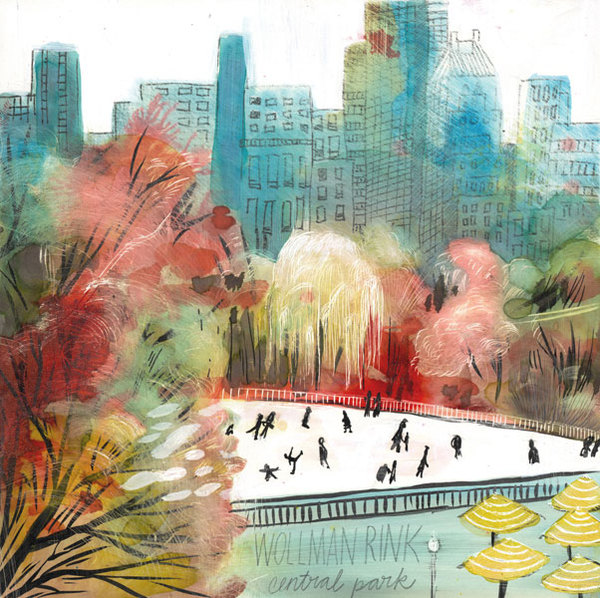 600x598 Beautiful Watercolor Painting Of Central Park In The Fall
