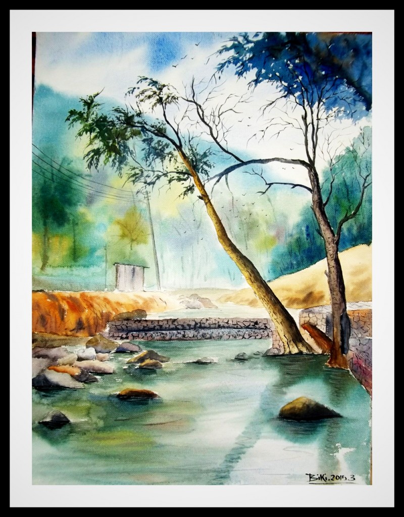 800x1025 Plain Air By Artist Biki Das Nature Art Watercolor Paintings