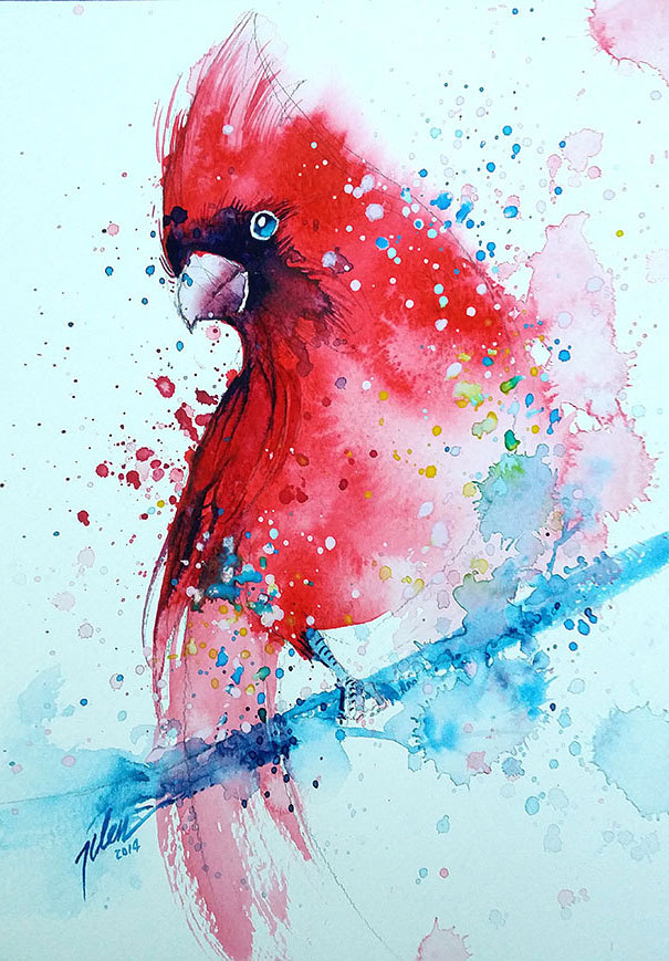 605x869 Splashed Watercolor Paintings By Tilen Ti Bored Panda