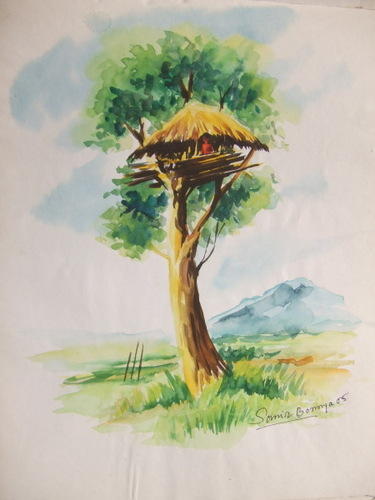 375x500 Decorative Watercolor Painting, Paani Ke Rang Wali Chitrakari