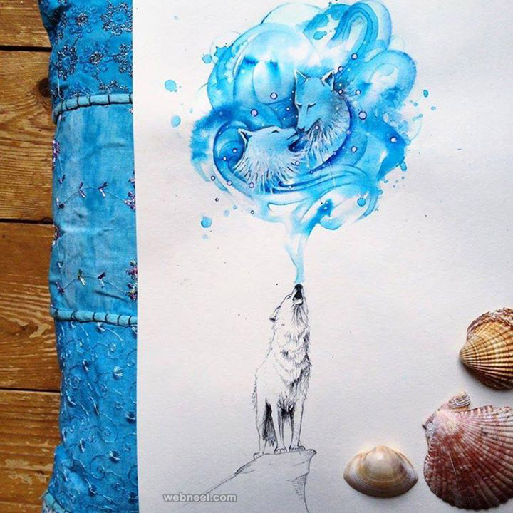 720x720 Fox Love Watercolor Painting By Moan Art