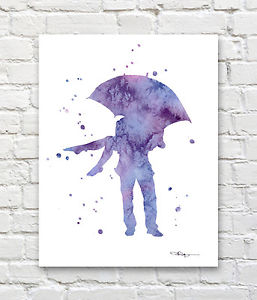 257x300 Umbrella Love Abstract Watercolor Painting Art Print By Artist Dj