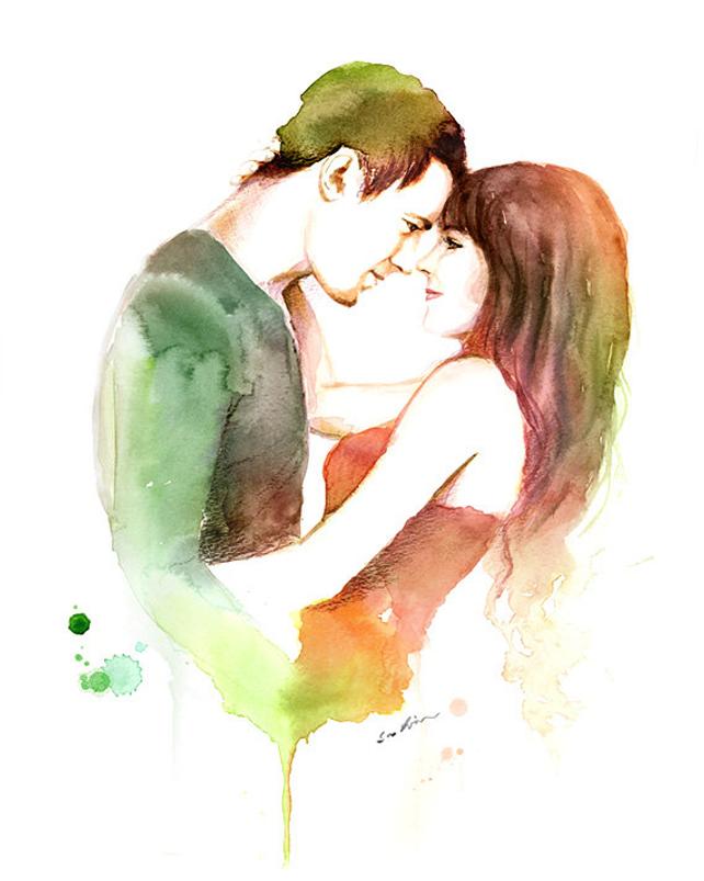 642x803 Watercolor Painting Channig Tatum Romantic Couple In Love Etsy