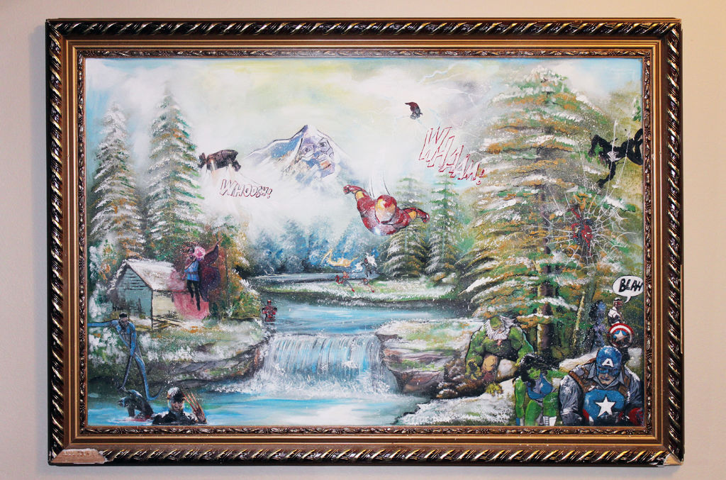 1024x677 How To Upcycle An Old Painting Reusing Cut Outs From Magazines