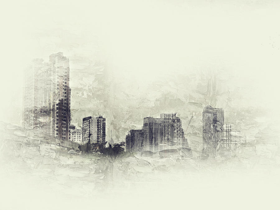 900x675 Abstract Building On Watercolor Painting Background. City On