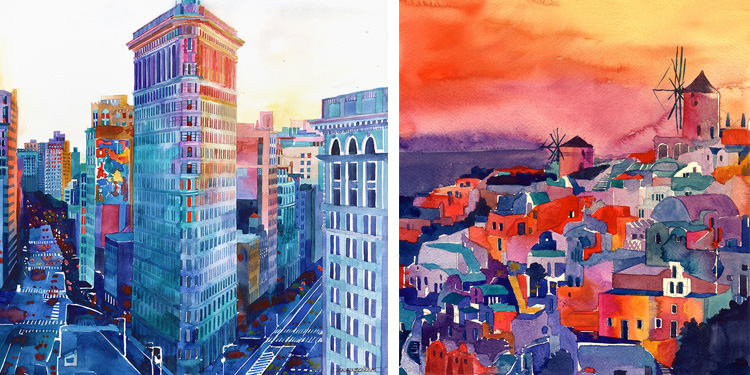 750x375 Architect Paints Famous Cities Around The World In Watercolor And