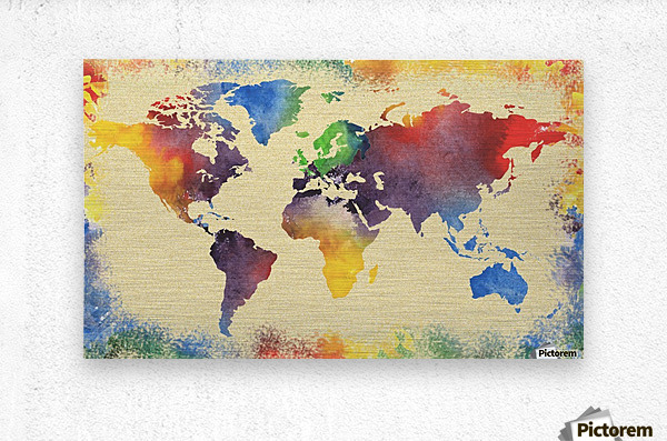 600x397 Watercolor World Map Vintage Rainbow