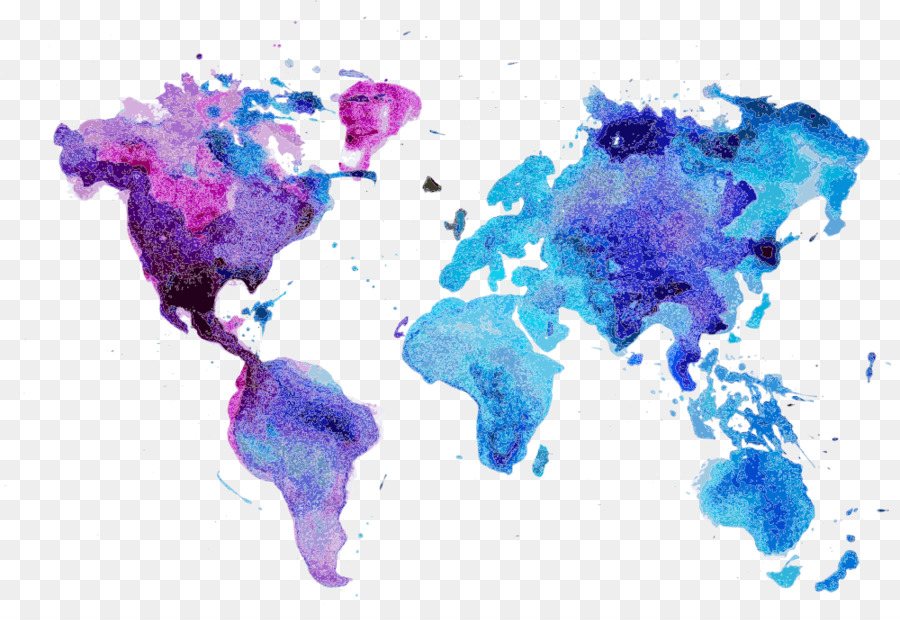 900x620 World Map Watercolor Painting Wall Decal