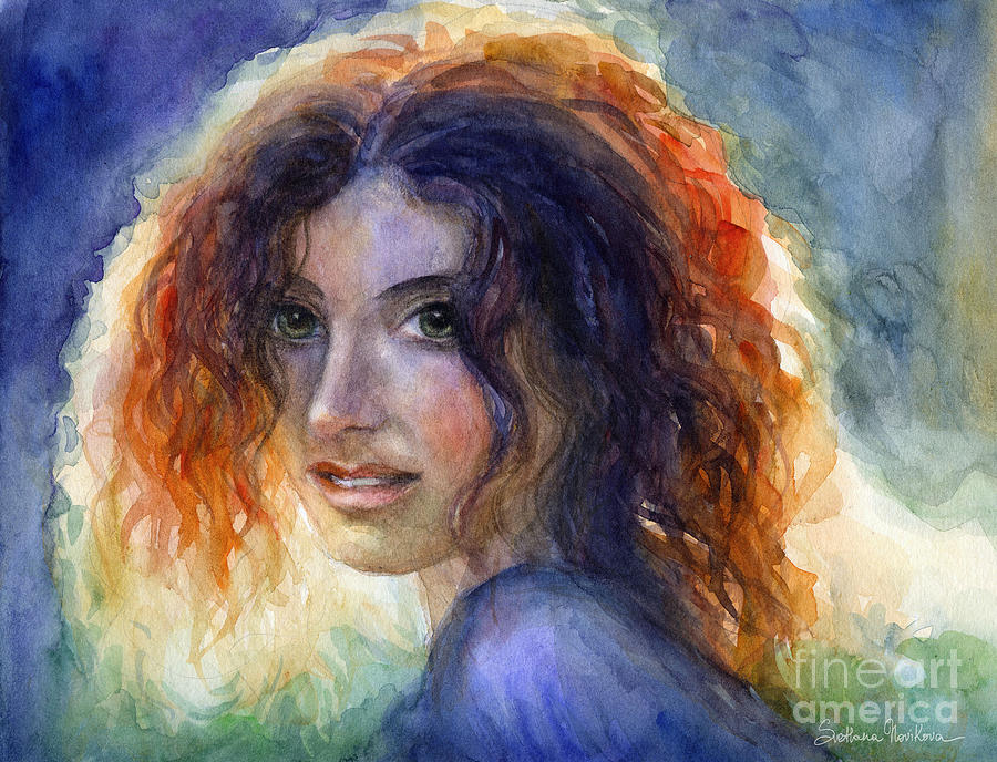 900x688 Watercolor Sunlit Woman Portrait 2 Painting By Svetlana Novikova