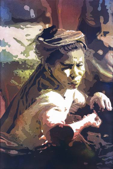 375x558 Watercolor Painting Of Traditionally Dressed Woman