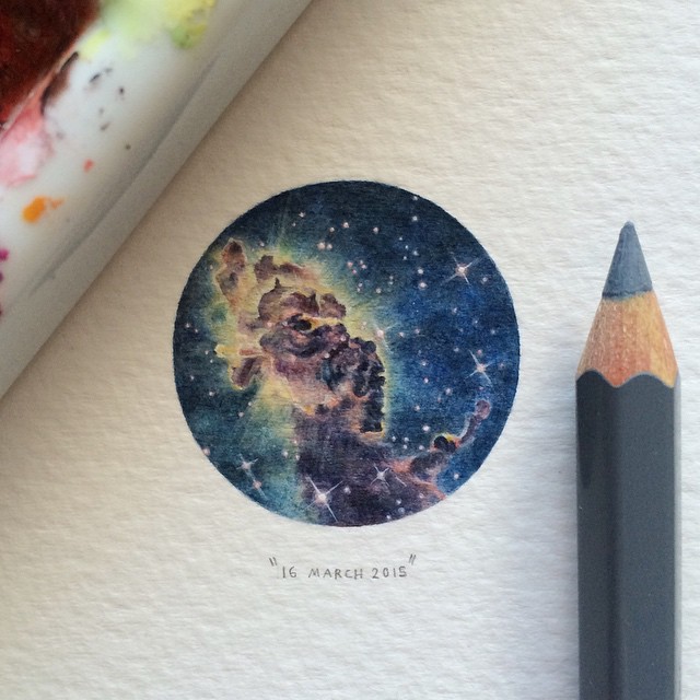 640x640 Miniature Watercolor Paintings Of Space By Lorraine Loots