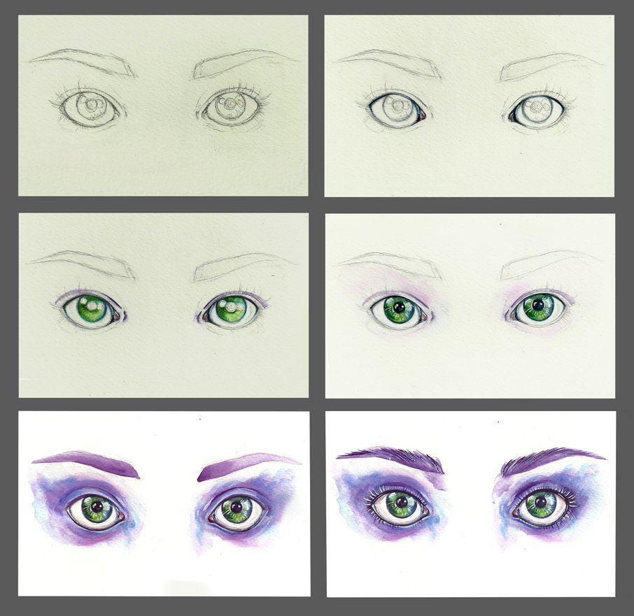 906x881 Watercolor Eyes Step By Step By Euminee
