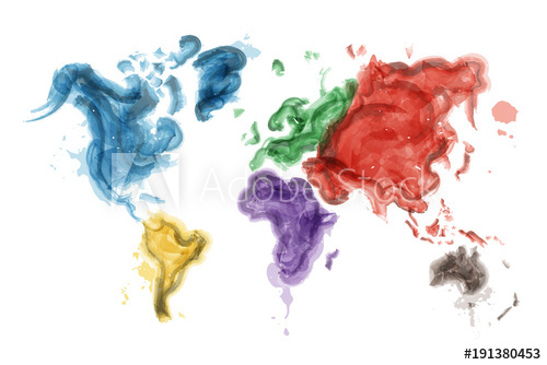 500x334 Watercolor Painting Design Of World Map And Continents