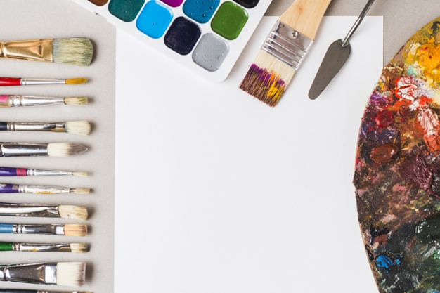 626x417 Palette And Painting Tools Near Paper Photo Free Download