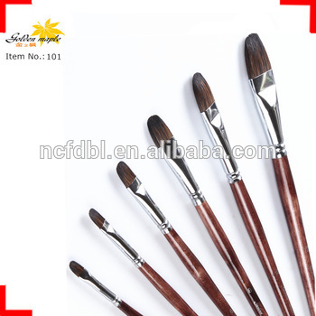 350x350 6pcsset Free Paint Brushes Sample Filbert Weasel Red Sable Handle
