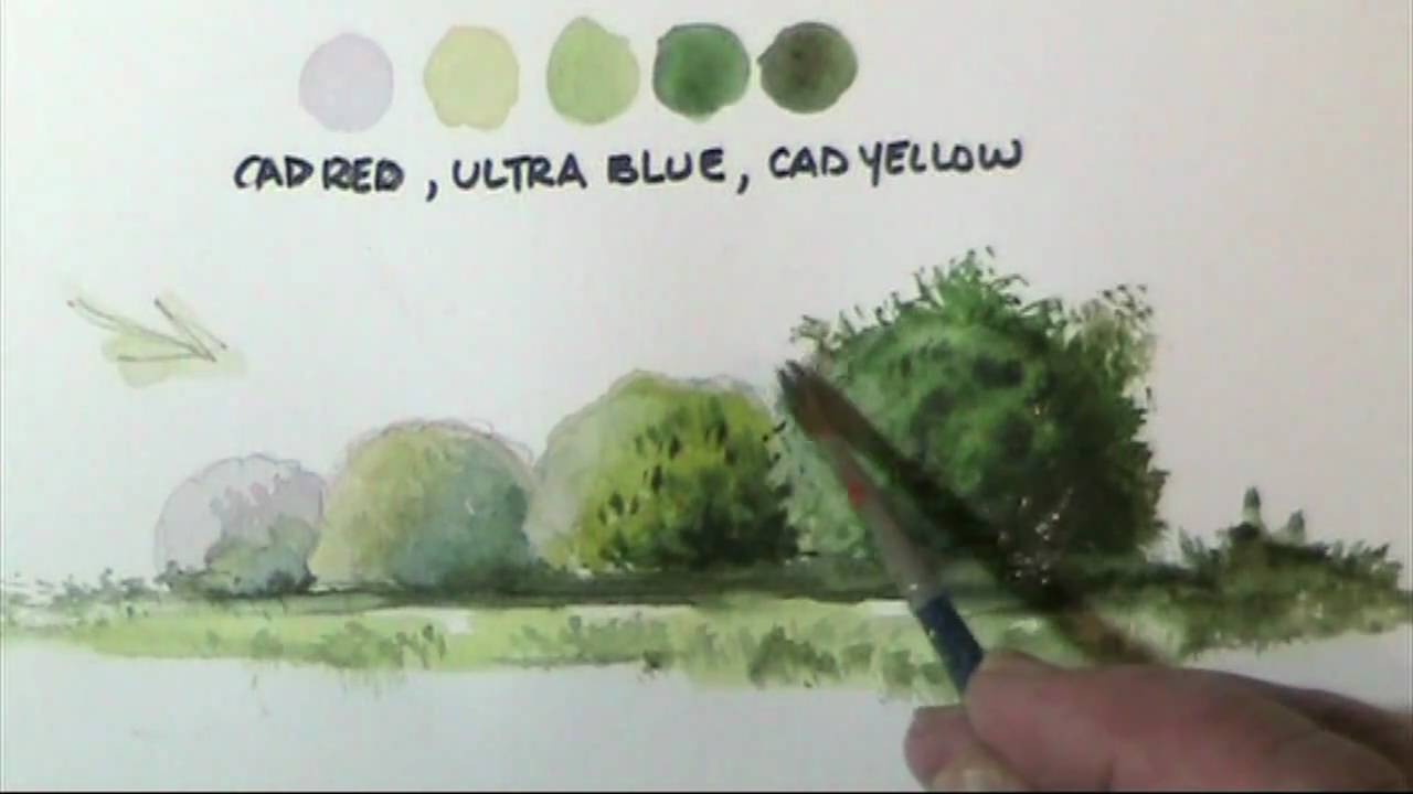 1280x720 How To Paint Trees Amp Bushes In Watercolor Lessons By Dennis Clark