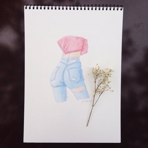 480x480 Tumblr Inspired Girl Watercolor Painting