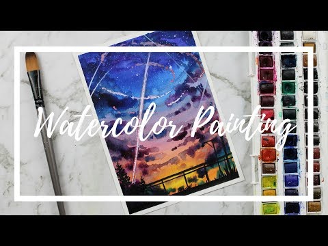 480x360 Falling Star Anime Inspired Watercolor Painting By Artbybee7