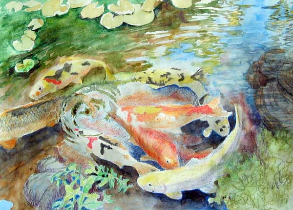 600x430 Wip Of New Koi Pond Painting