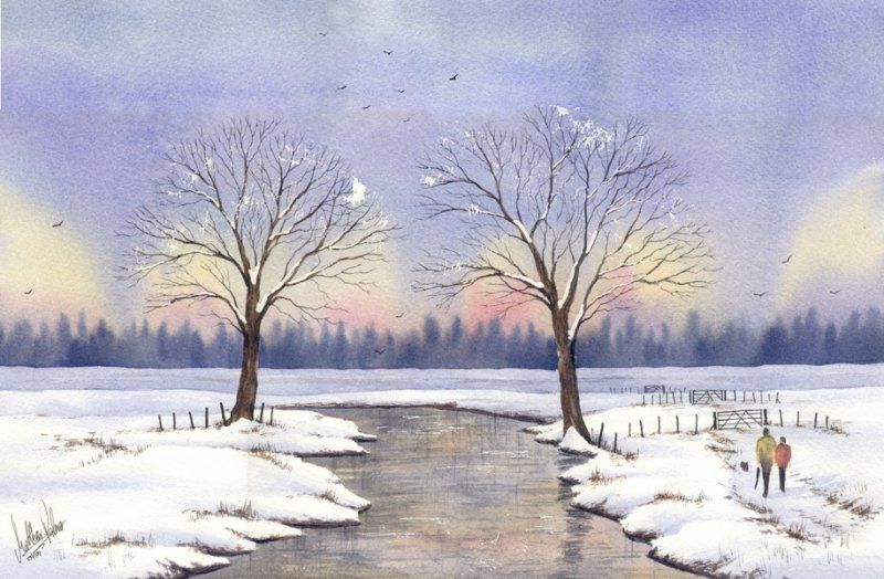 800x524 Image Result For Watercolor Paintings Of Snow Scenes Snow Scenes
