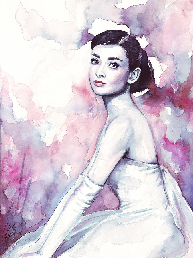 675x900 Audrey Hepburn Portrait Painting By Olga Shvartsur